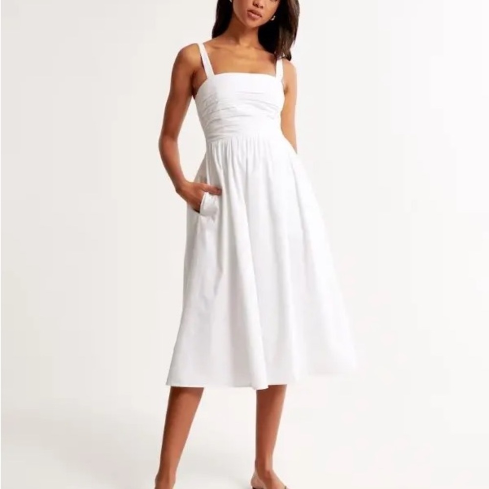 A&F Poplin White Midi Dress